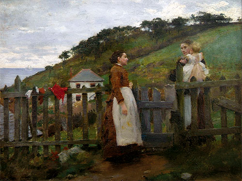 A Morning Gossip, 1885 | Tuke | Gemälde Reproduktion