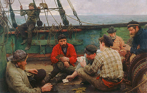 Euchre (The Dog Watch and Sailors Playing Cards), c.1889/90 | Tuke | Painting Reproduction