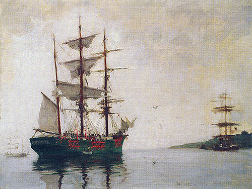 Timber Barque off Pendennis, 1897 | Tuke | Painting Reproduction
