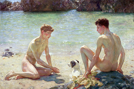 The Critics by Henry Scott Tuke Giclee Canvas Print Repro