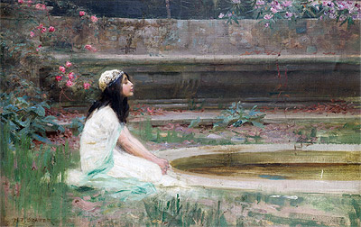 A Young Girl by a Pool, n.d. | Herbert James Draper | Painting Reproduction