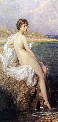 Badegäste, 1908 von Herbert James Draper | Gemälde-Reproduktion