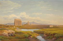 View of the Roman Campagna with the Claudian Aqueduct, 1869 by Hermann David Salomon Corrodi | Painting Reproduction