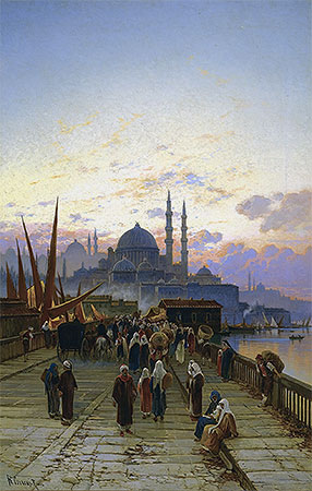 The Galata Bridge, Constantinople, undated | Hermann David Salomon Corrodi | Gemälde Reproduktion