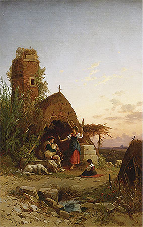 Gypsies in the Campagnia, undated | Hermann David Salomon Corrodi | Painting Reproduction