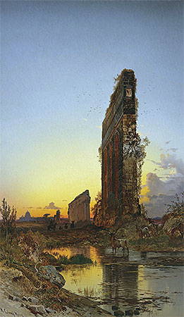 Ruins at Sunset, n.d. | Hermann David Salomon Corrodi | Gemälde Reproduktion