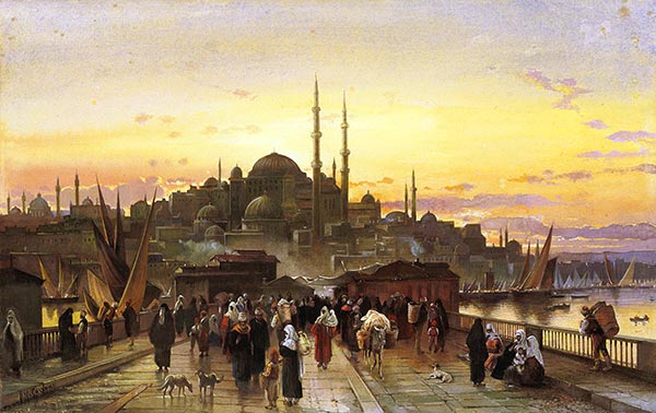 Das Goldene Horn, Galata-Brücke, Konstantinopel, Undated | Hermann David Salomon Corrodi | Gemälde Reproduktion