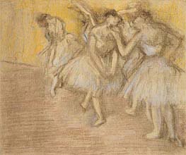 Five Dancers on Stage, c.1906/08 by Degas | Painting Reproduction