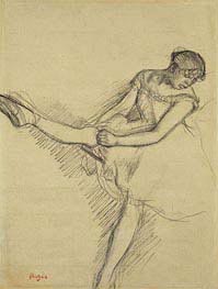 Dancer Seated, Readjusting her Stocking, c.1880 by Degas | Painting Reproduction