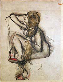 Frau kämmt ihr Haar, undated von Degas | Gemälde-Reproduktion