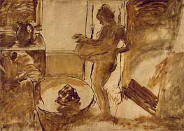 Woman Drying Herself, c.1884/86 by Degas | Painting Reproduction