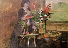 Young Woman Arranging Flowers, 1872 by Degas | Painting Reproduction
