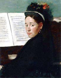 Mademoiselle Dihau au piano, 1869 by Degas | Painting Reproduction