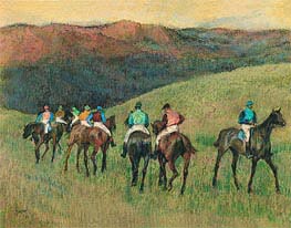 Racehorses in a Landscape, 1894 by Degas | Painting Reproduction