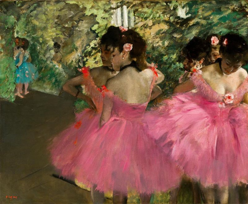 Dancers in Pink, c.1876 by Edgar Degas | Painting Reproduction
