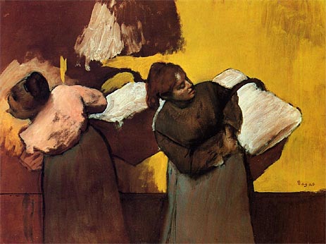 Laundresses Carrying Linen in Town, c.1876 | Degas | Painting Reproduction