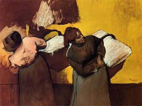 Wäscherinnen, die Wäsche in die Stadt tragen | Edgar Degas | Gemälde Reproduktion