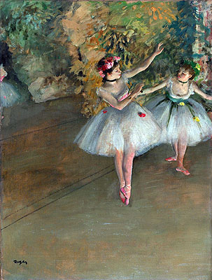 Zwei Tänzerinnen auf der Bühne, c.1874 | Degas | Gemälde Reproduktion