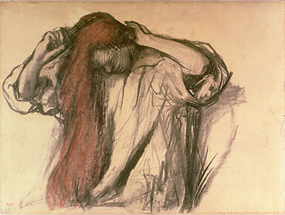 Frau, sich die Haare kämmend, n.d. | Edgar Degas