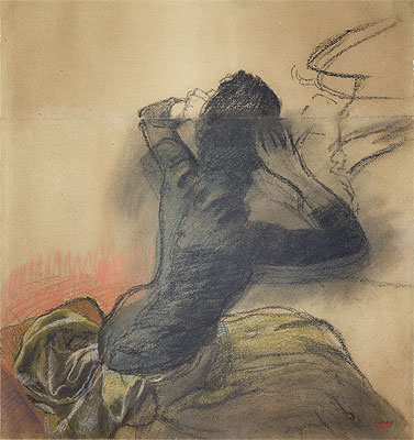 Seated Woman Adjusting Her Hair, c.1884 | Degas | Painting Reproduction