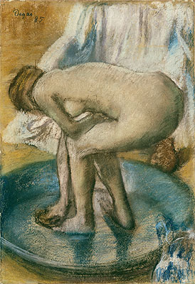 Woman Bathing in a Shallow Tub, 1885 | Degas | Painting Reproduction