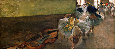 Dancers in the Rehearsal Room with a Double Bass | Edgar Degas | Painting Reproduction