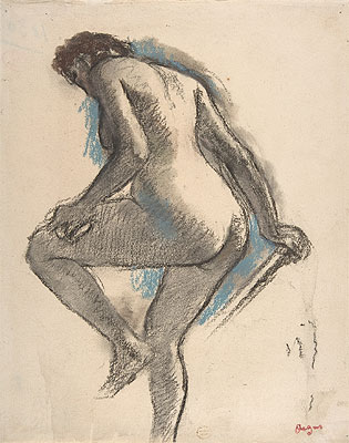 Badende, die ihr Knie abspült, c.1883/84 von Edgar Degas | Gemälde-Reproduktion