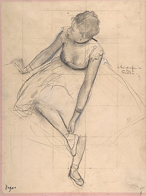 Tänzerin, die ihren Schuh richtet, 1873 von Edgar Degas | Gemälde-Reproduktion