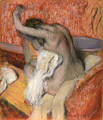 After the bath - woman drying herself, c.1895 | Degas | Painting Reproduction