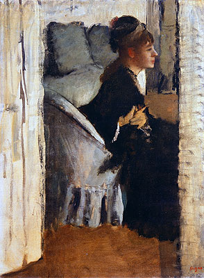 Frau, die Handschuhe anzieht, n.d. von Edgar Degas | Gemälde-Reproduktion