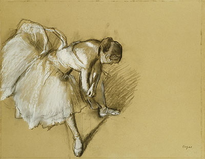 Dancer Adjusting her Shoe, c.1890 | Degas | Painting Reproduction