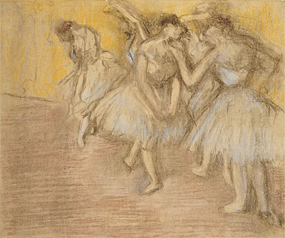 Fünf Tänzerinnen auf der Bühne, c.1906/08 | Edgar Degas | Gemälde Reproduktion