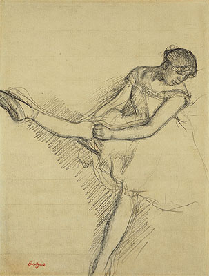 Dancer Seated, Readjusting her Stocking, c.1880 by Edgar Degas | Painting Reproduction