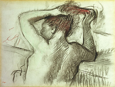 Nude Combing her Hair, undated | Degas | Painting Reproduction