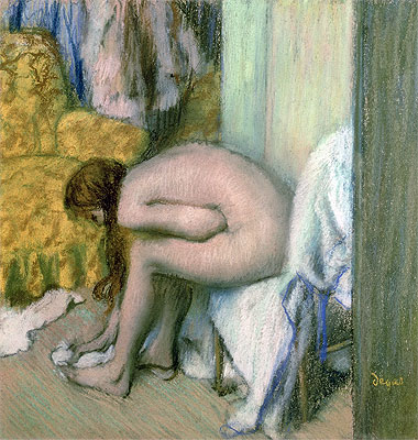 After the Bath, Woman Drying her Left Foot, 1886 | Degas | Painting Reproduction