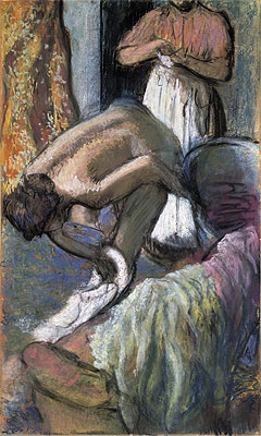 Breakfast After the Bath (Young Woman Drying Herself) | Edgar Degas | Painting Reproduction