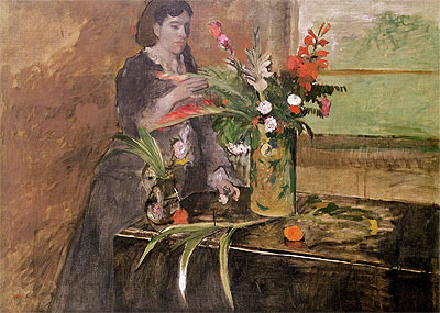Young Woman Arranging Flowers, 1872 | Degas | Painting Reproduction