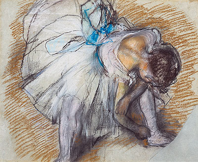 Dancer Adjusting her Shoe | Edgar Degas | Painting Reproduction