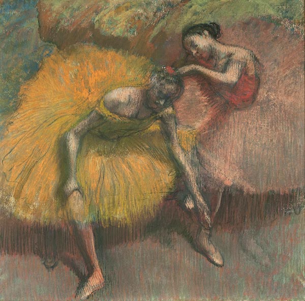 Zwei Tänzer gelb und rosa | Edgar Degas | Gemälde Reproduktion