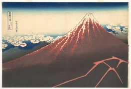 Sturm unter dem Berg Fuji, 1830 von Hokusai | Gemälde-Reproduktion