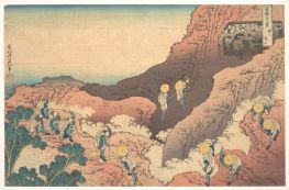 Gruppen von Bergsteigern, 1830 von Hokusai | Gemälde-Reproduktion