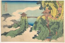Die Hängende Wolkenbrücke am Berg Gyodo bei Ashikaga, 1760 von Hokusai | Gemälde-Reproduktion