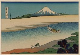 Boot mit dem Berg Fuji im Hintergrund, n.d von Hokusai | Gemälde-Reproduktion