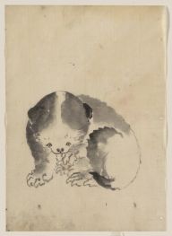 Eine Katze, die ihre Krallen reinigt, n.d von Hokusai | Gemälde-Reproduktion