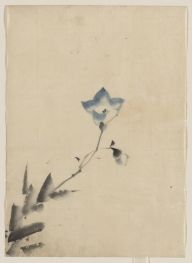 Blau blühende Blüte am Ende eines Stiels, n.d von Hokusai | Gemälde-Reproduktion