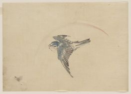Ein Vogel, der nach links fliegt, von oben gesehen, n.d von Hokusai | Gemälde-Reproduktion