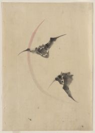 Zwei Fledermäuse fliegen, n.d von Hokusai | Gemälde-Reproduktion