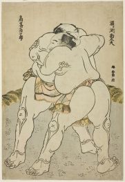 Die Sumoringer Uzugafuchi Kandayu und Takasaki Ichijuro, 1783 von Hokusai | Gemälde-Reproduktion