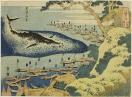 Walfang vor der Küste der Goto-Inseln, 1832 von Hokusai | Gemälde-Reproduktion