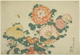 Chrysanthemen und Biene, 1832 von Hokusai | Gemälde-Reproduktion
